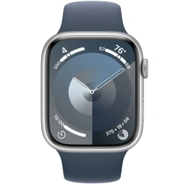 Смарт-часы Apple Watch Series 9 41mm Silver Aluminum Case with Storm Blue Sport Band S/M (MR903)