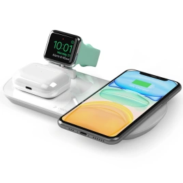 Беспроводное зарядное устройство Deppa 17.5W iPhone, Apple Watch, Airpods 24010 White