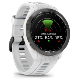 Смарт-часы Garmin Approach S70 42mm (010-02746-11) Black/Peach with White Silicone Band