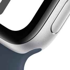 Смарт-часы Apple Watch SE (2023) 44mm Silver Aluminium Case with Storm Blue Sport Band S/M (MREC3)