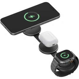 Беспроводное зарядное устройство EnergEA AluMag Trio Qi2 (3 в 1) Gunmetal (AM-TRIO-GUN)