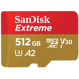 Карта памяти Sandisk Extreme 512GB MicroSDXC Class 10/UHS-I/U3/V30/A2/190 Мб/с SDSQXAV-512G-GN6MA