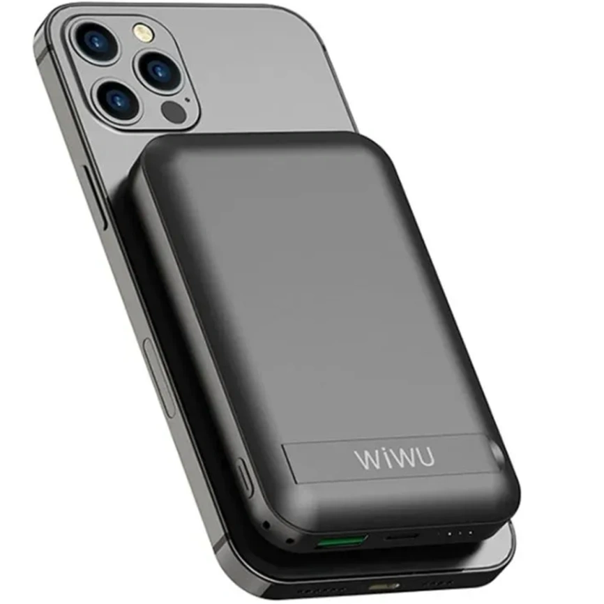 Внешний аккумулятор WiWU Snap Cube Magsafe Wireless Charge SC 10000 mAh Black фото 2
