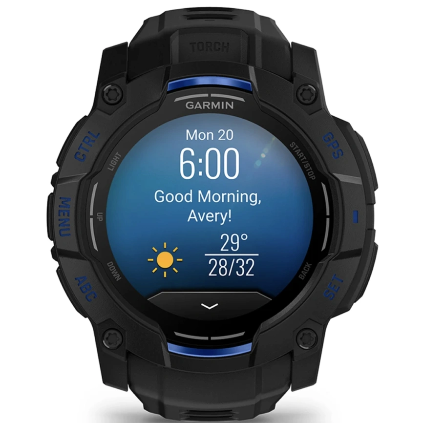 Смарт-часы Garmin Instinct 3 50mm Amoled Black/Bolt Blue Band (010-03020-03) фото 7