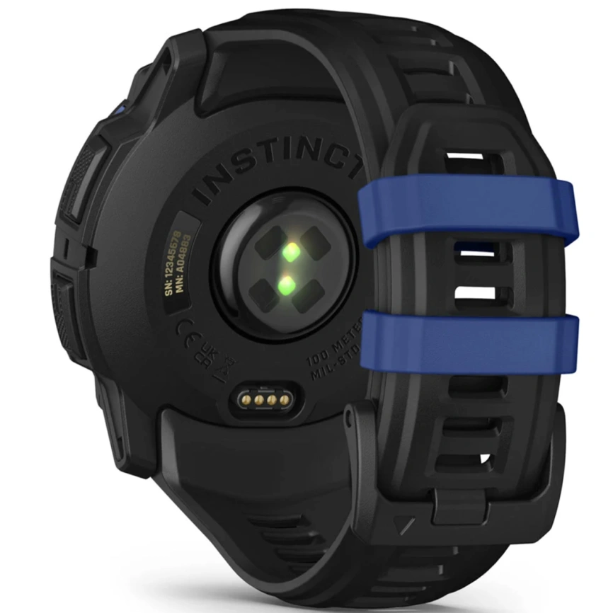Смарт-часы Garmin Instinct 3 50mm Amoled Black/Bolt Blue Band (010-03020-03) фото 2