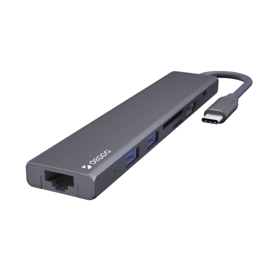 Хаб Deppa USB-C 7 в 1 (73127) Space Gray фото 1