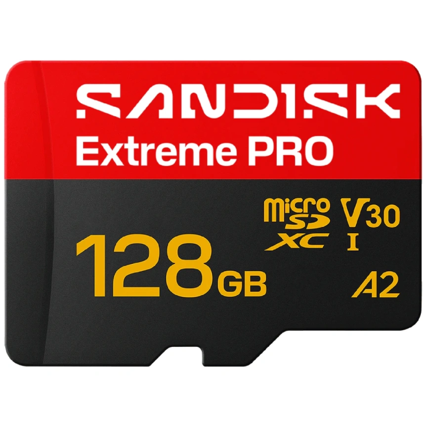 Карта памяти Sandisk Extreme Pro 128GB MicroSDXC Class 10/UHS-1/U3/V30 A2 SDSQXCJ-128G-GS6MA фото 1