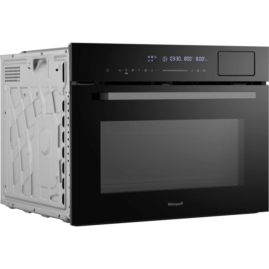 Встраиваемый компактный духовой шкаф с СВЧ и паром Weissgauff OEMS 459 PDB Black фото 3
