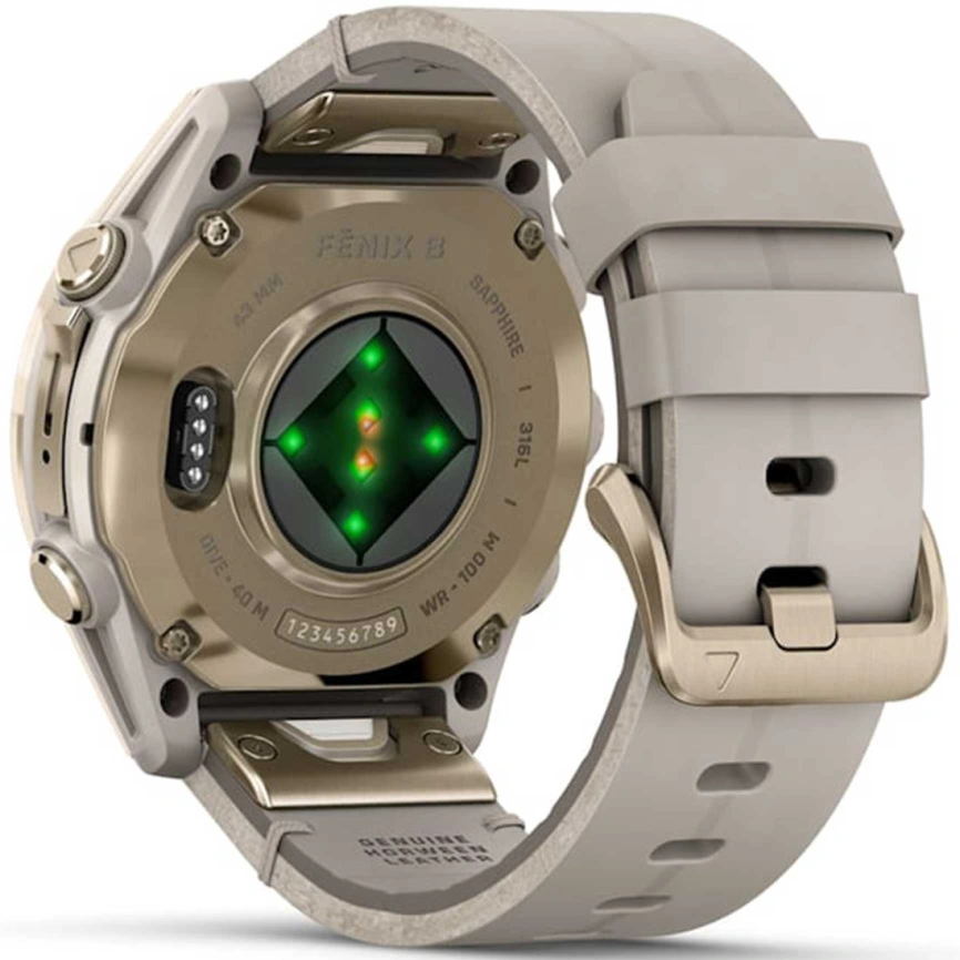 Смарт-часы Garmin Fenix 8 43mm Amoled Sapphire (010-02903-40) Soft Gold Stainless Steel with Fog Gray Leather Band фото 5