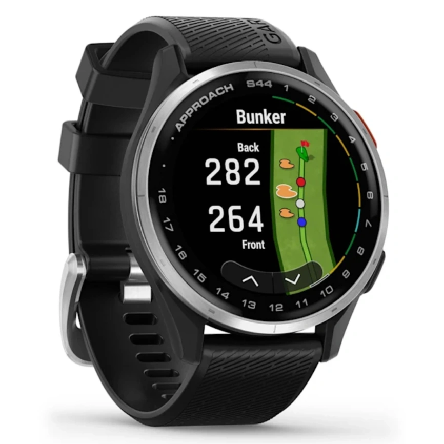 Смарт-часы Garmin Approach S44 44mm (010-03009-00) Silver/Black Silicone Band фото 3