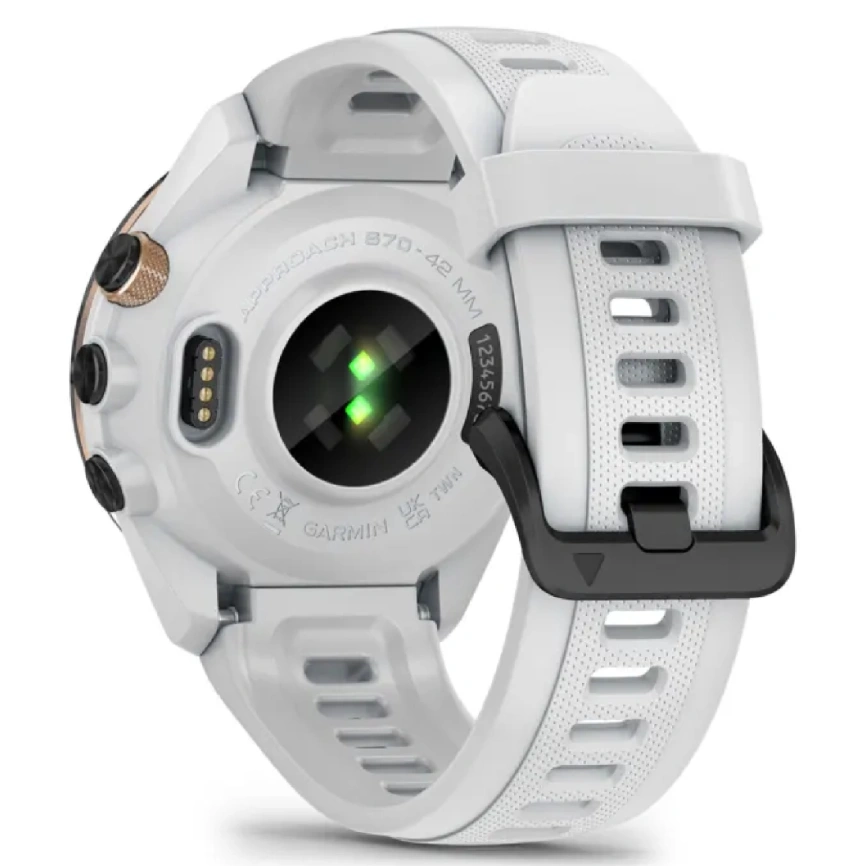 Смарт-часы Garmin Approach S70 42mm (010-02746-11) Black/Peach with White Silicone Band фото 7