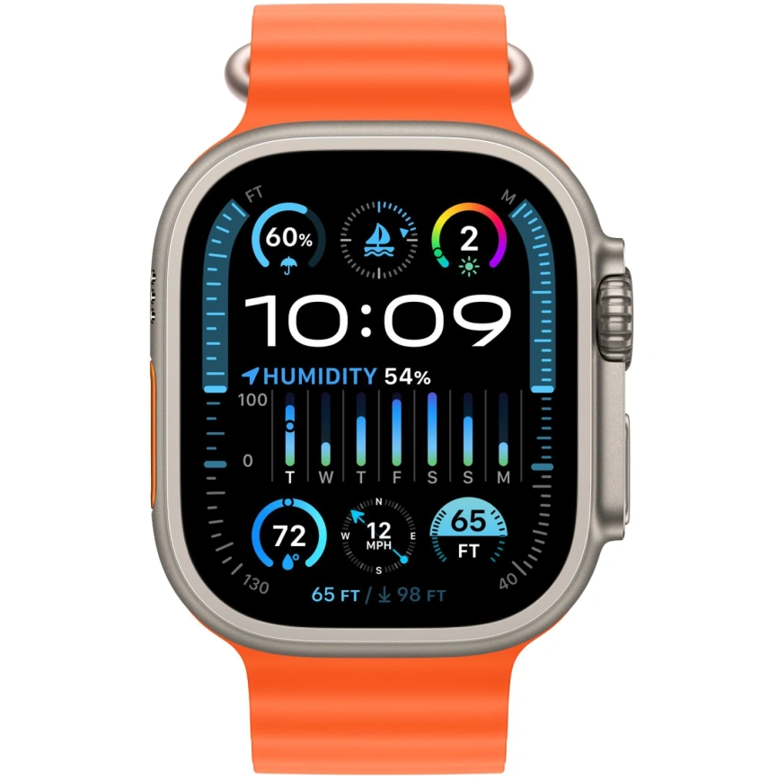 Смарт-часы Apple Watch Ultra 2 49mm Titanium Case with Orange Ocean Band фото 3