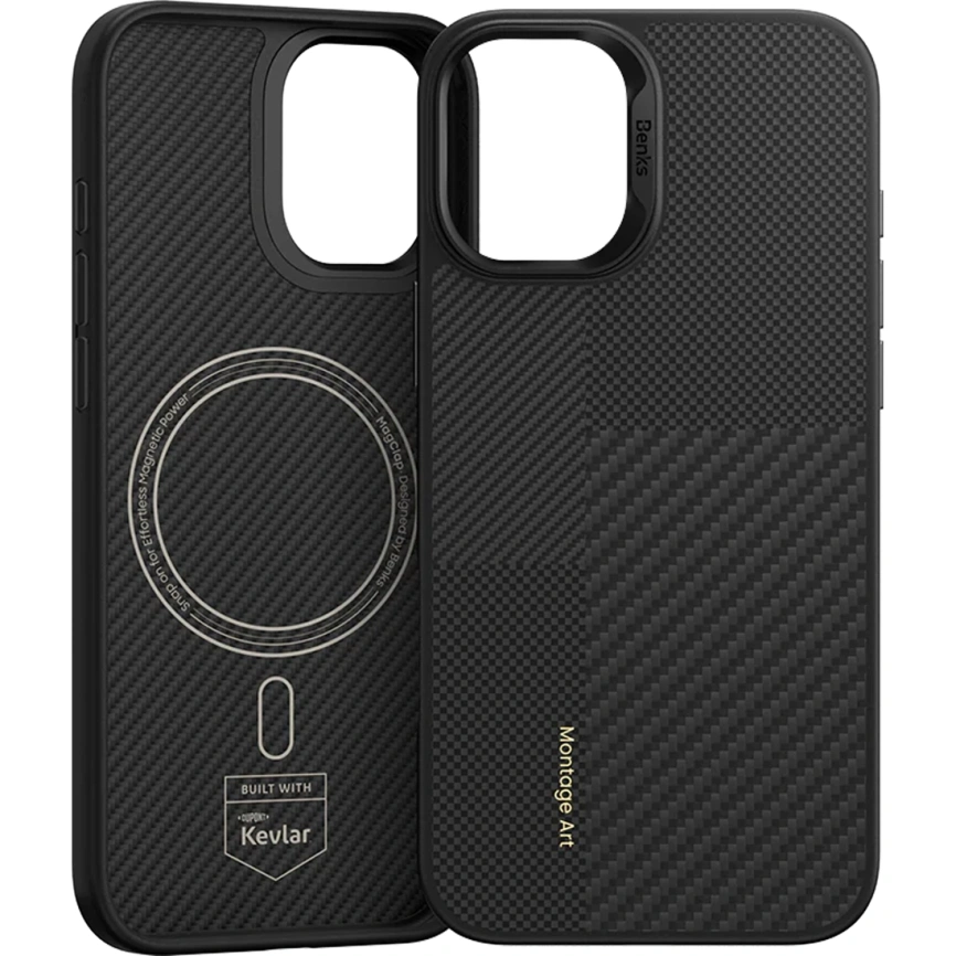 Чехол Benks Montage ArmorPro Case built with Kevlar для iPhone 16 Black фото 1
