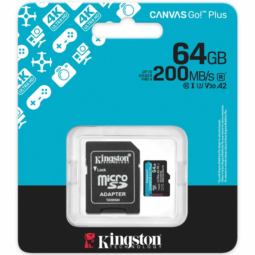 Карта памяти Kingston Canvas Go Plus 64GB MicroSDXC (SDCG4/64GB) фото 3