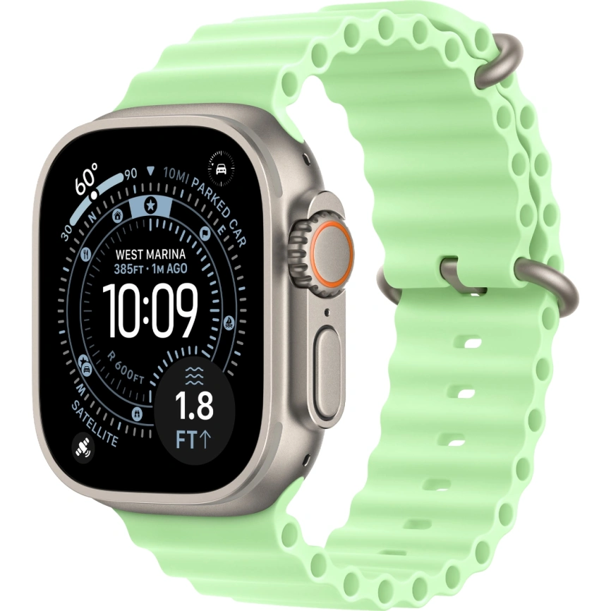Смарт-часы Apple Watch Ultra 3 (2025) 49mm Natural Titanium Case with Neon Green Ocean Band фото 1